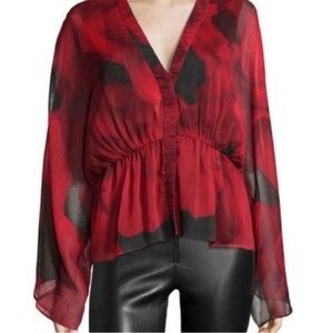 Alice + Olivia Adanna Woven Conservatory Rose Blouse